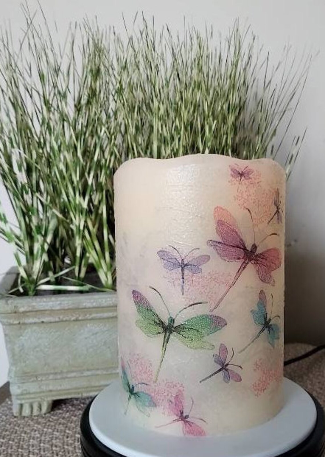 LARGE DRAGONFLY Flameless Pillar Candle Dragonflies Candle Etsy