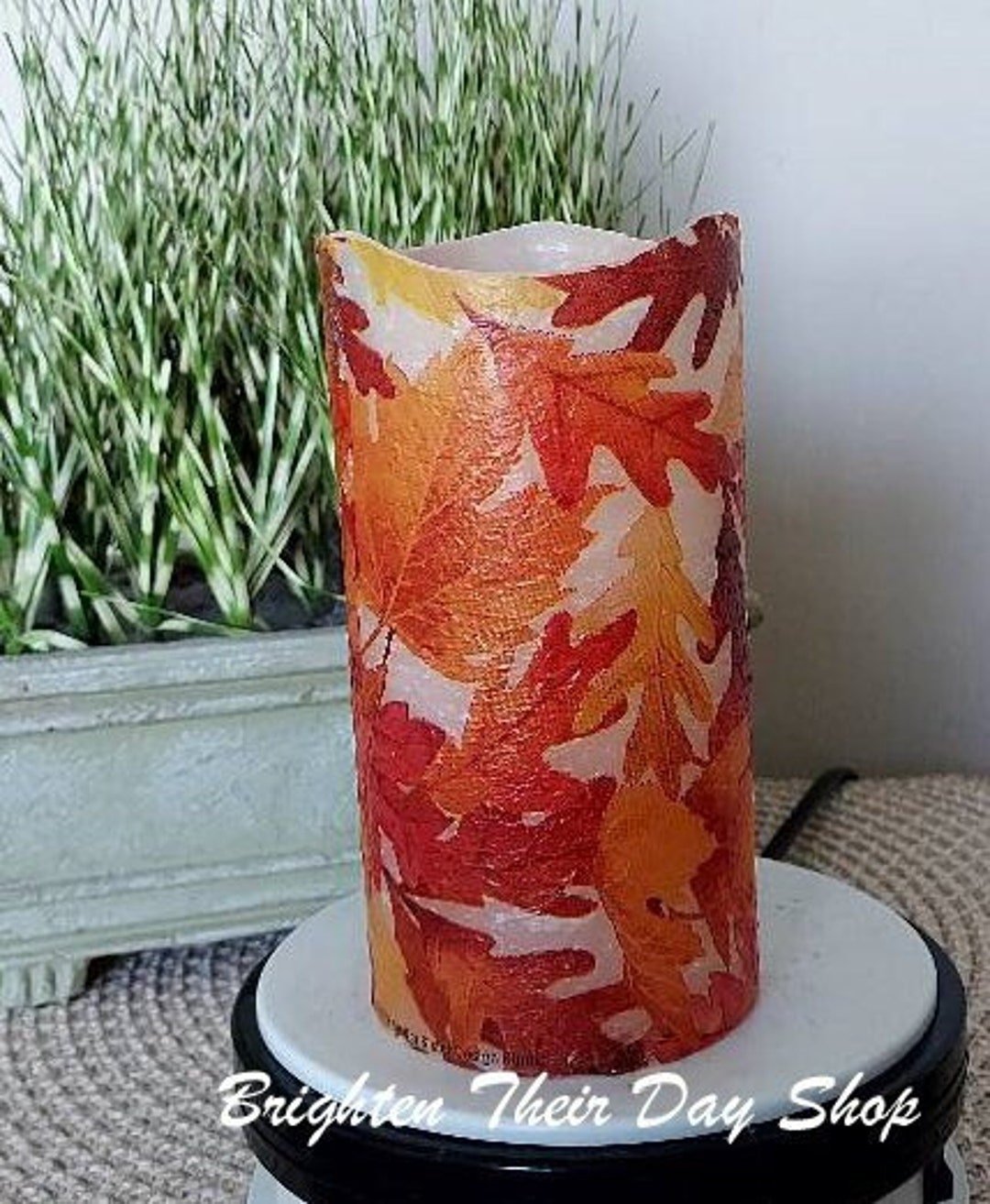 FALL FLAMELESS CANDLE With Timer Fall Leaves Flameless Etsy