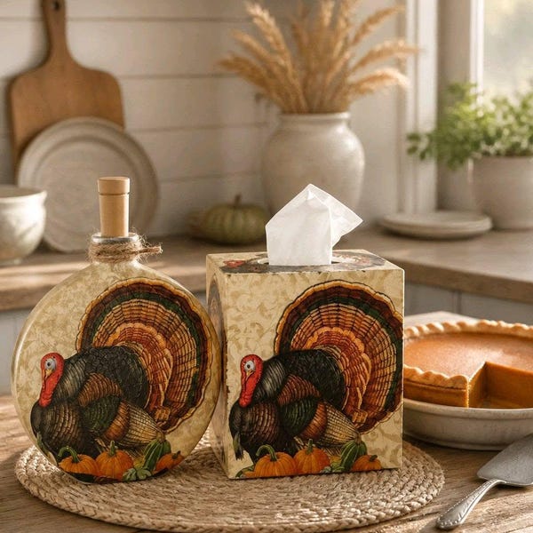 Botella decorativa con luz y temporizador con forma de pavo: Decoración decorativa con detalles de pavo