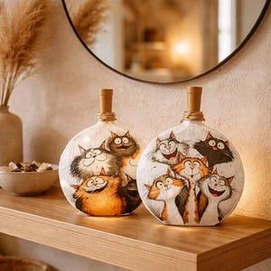Decorative Cats Bottle Light-Up w/Timer: Cat Accent Decor