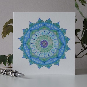 Biglietto di auguri/compleanno mandala turchese - vuoto all'interno