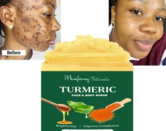 Turmeric Face and Body Scrub, plant based brightening and exfoliating scrub, smooth and even skin