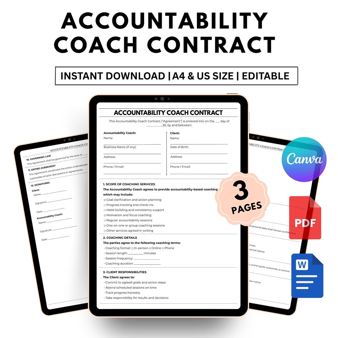 Editable Accountability Coach Contract – Accountability Coaching Client ...