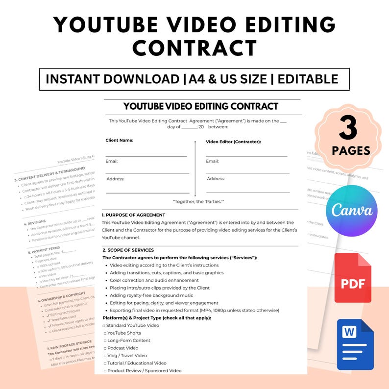 Editable Youtube Video Editing Contract – Youtube Editor Service ...