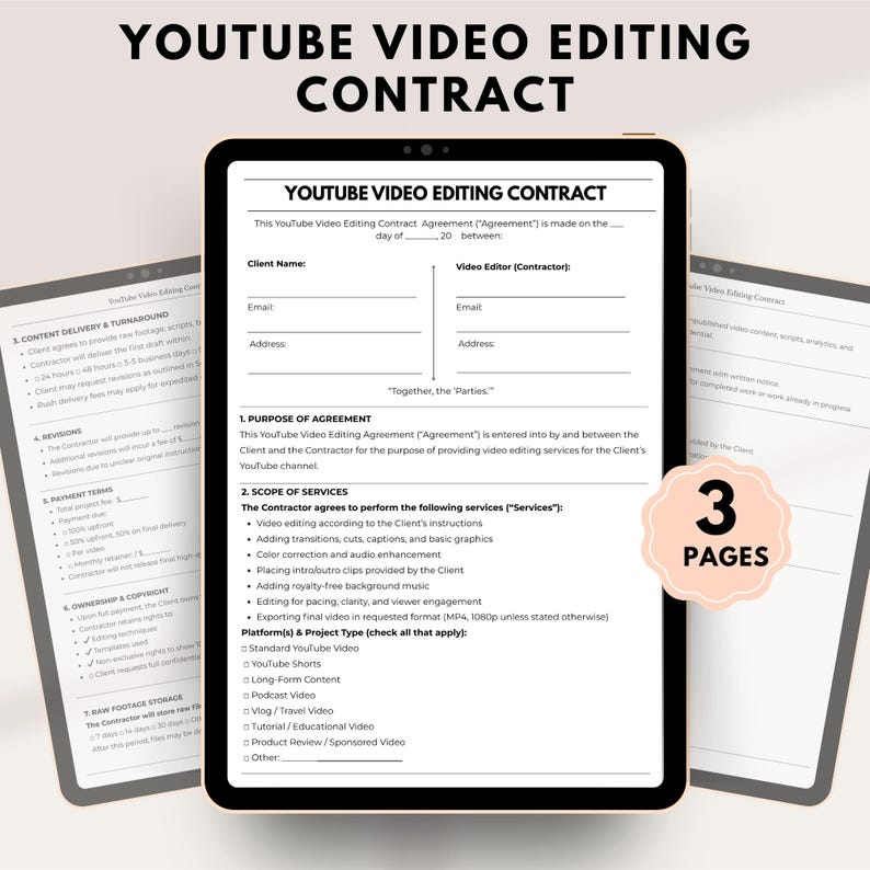 Editable Youtube Video Editing Contract – Youtube Editor Service ...