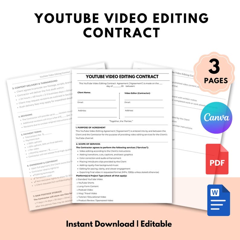 Editable Youtube Video Editing Contract – Youtube Editor Service ...