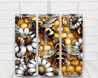Diseño de panal de abeja para vaso térmico, sublimación para vaso delgado de 20 oz (descarga digital)