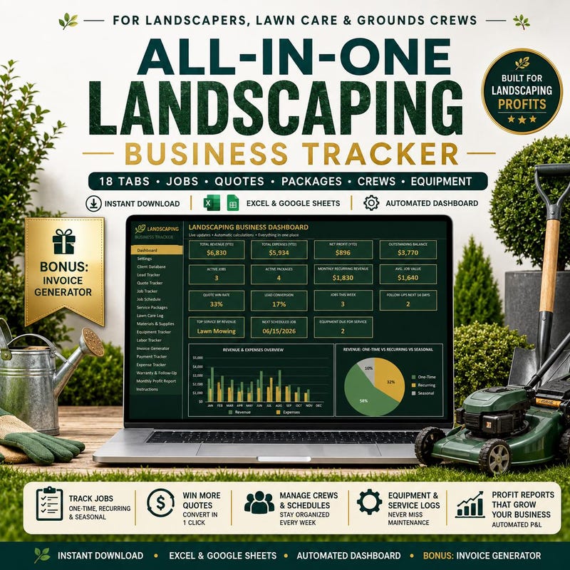 Excel Landscape Template - Etsy