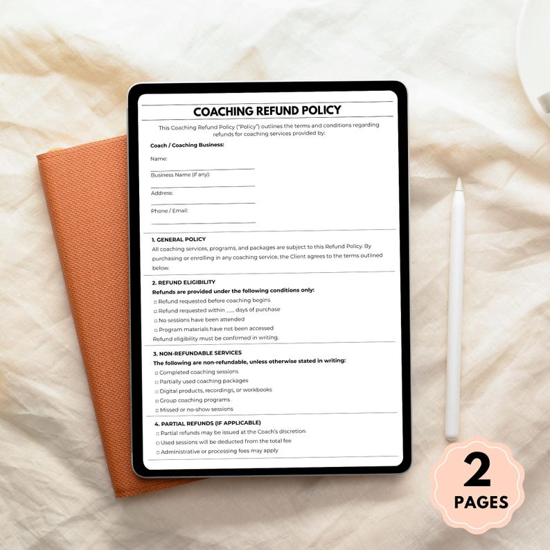 Editable Coaching Refund Policy Template | Coaching Cancellation ...