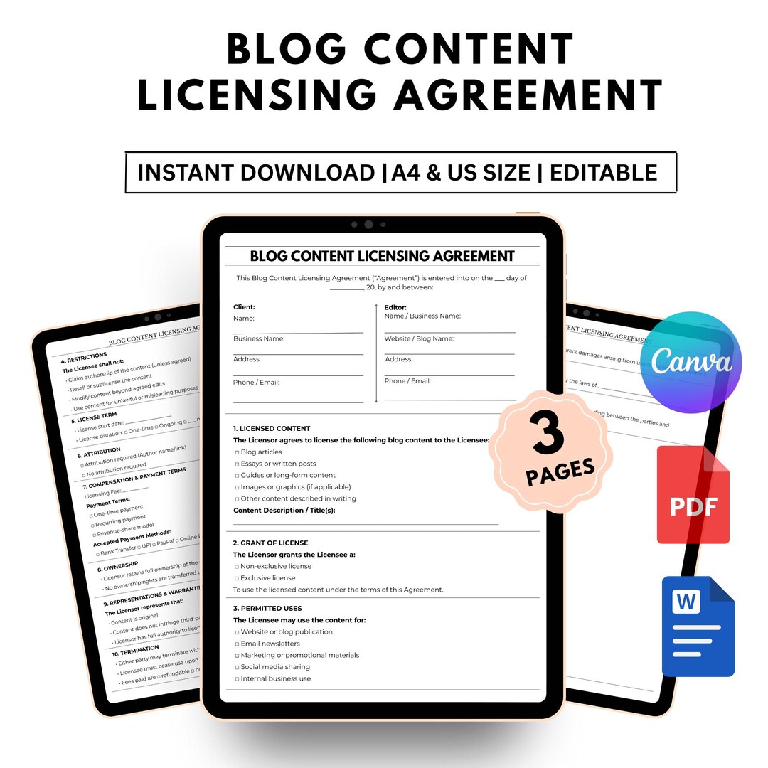 Content Usage Rights Example Editable Blog Content Licensing Agreement – Content Usage Rights ...