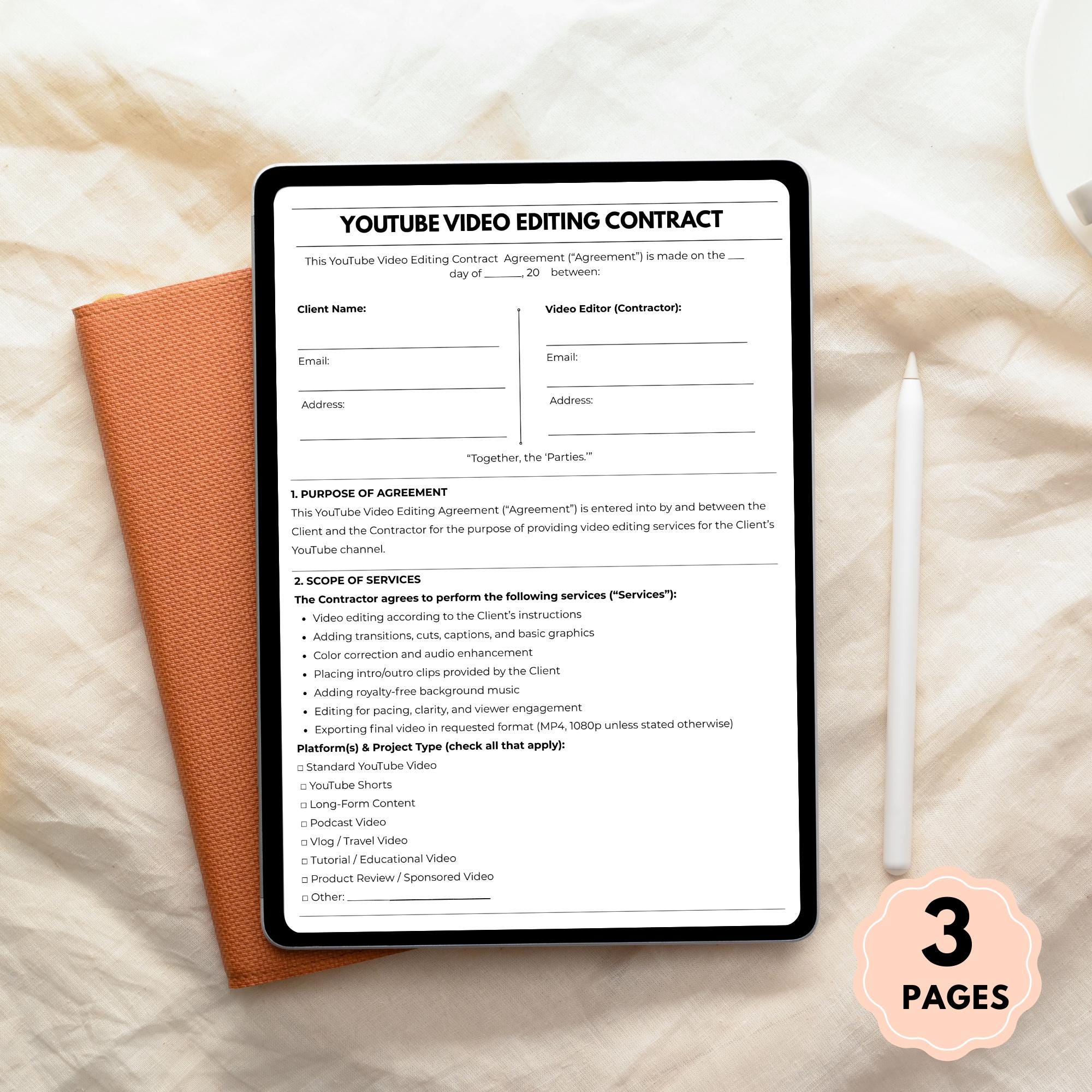 Editable Youtube Video Editing Contract – Youtube Editor Service ...