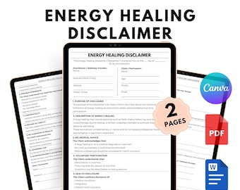 Bearbeitbarer Energieheilungs-Haftungsausschluss - Haftungshinweis für ganzheitliche Therapien PDF Word Canva