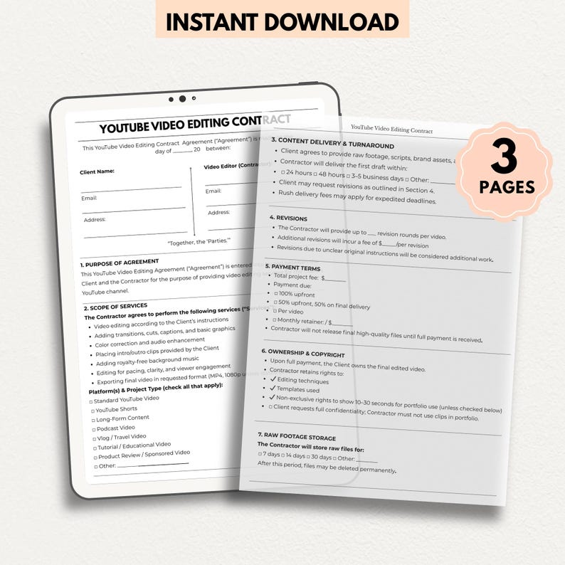Editable Youtube Video Editing Contract – Youtube Editor Service ...