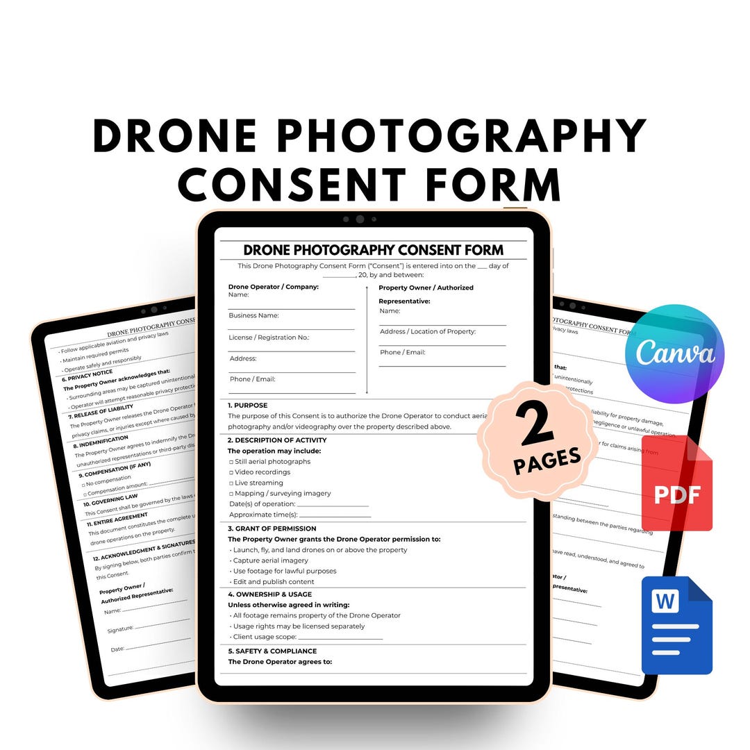 Editable Drone Photography Consent Form Template – Aerial Media Release ...