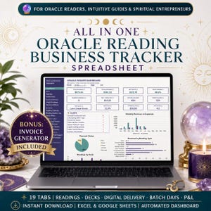 Oracle Card Reader Business Tracker | Reading Session Log, Deck Library & Client Booking Spreadsheet |Excel Google Sheets | Instant Download
