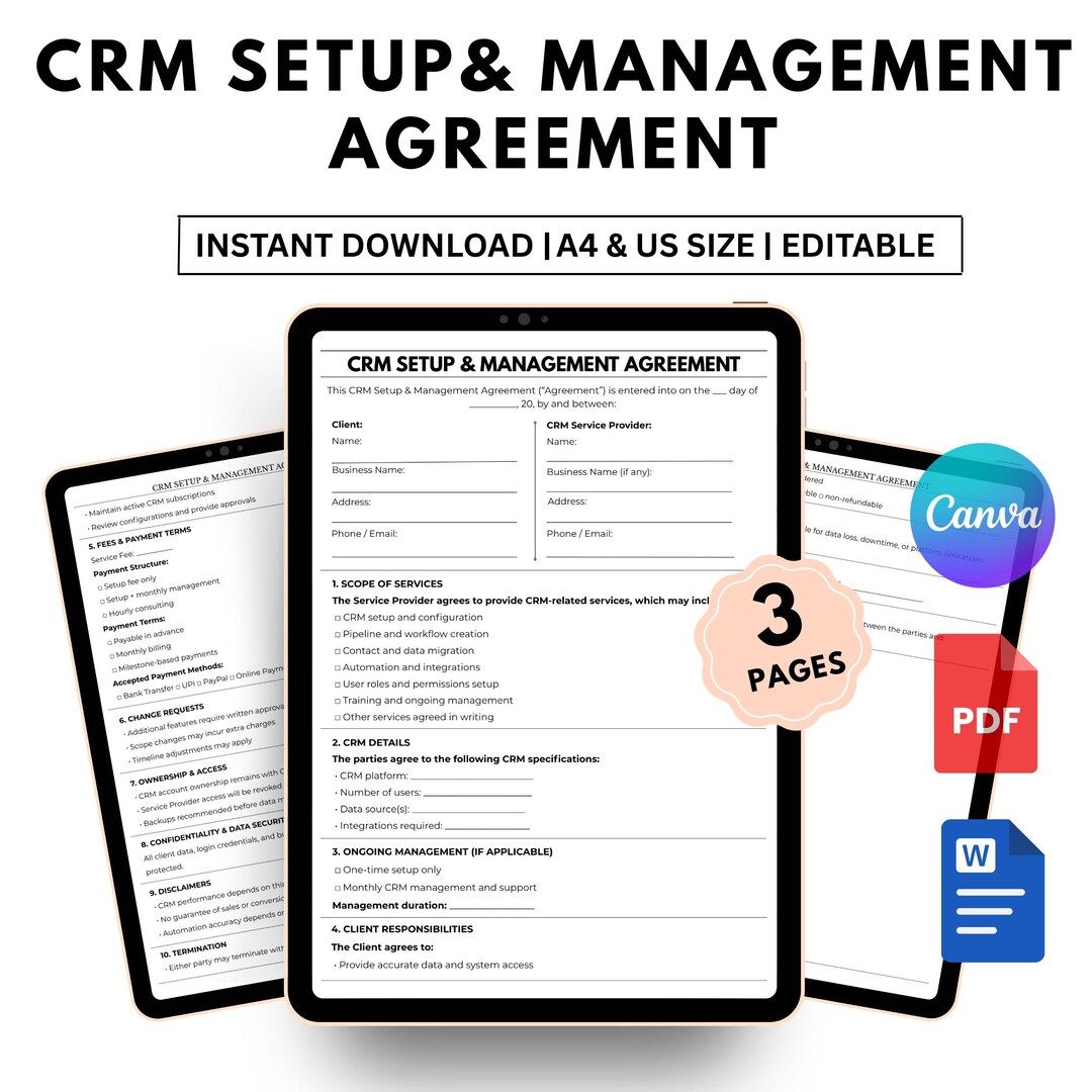 Editable CRM Setup & Management Agreement | CRM Service Contract | PDF ...