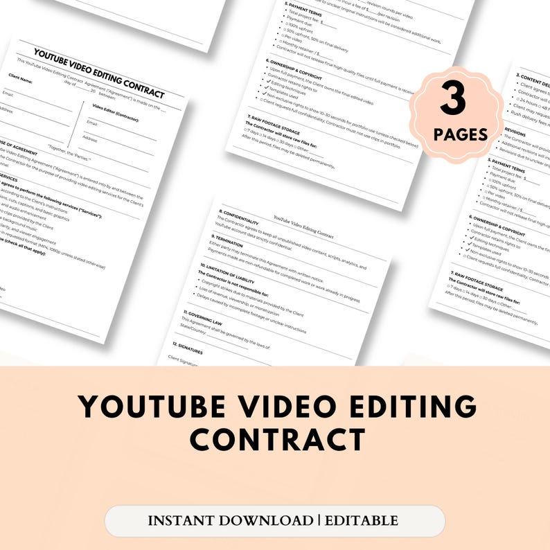 Editable Youtube Video Editing Contract – Youtube Editor Service ...