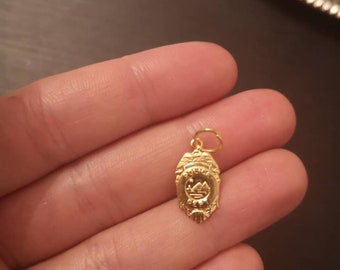 Gold plated police badge pendant charm
