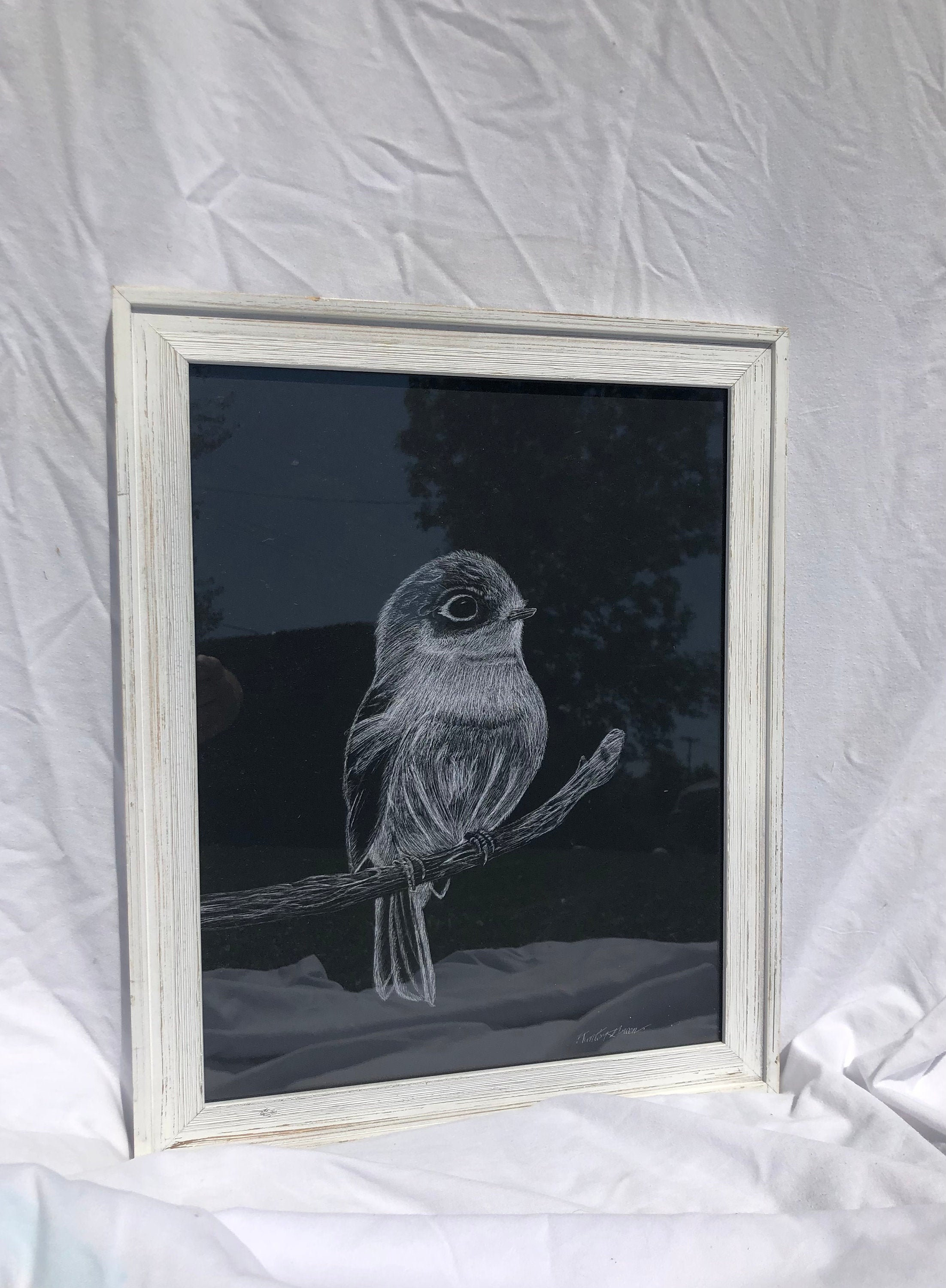 Original bird drawing scratchboard etching Etsy