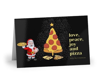 Personalized Christmas Funny Pizza Greeting Cards (1 or 10-pcs)