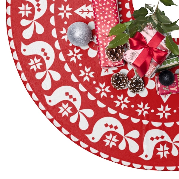 Scandinavian Folk Art Nordic Mandala Christmas Tree Skirt