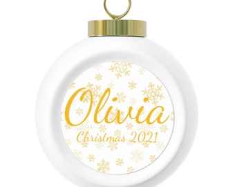 Personalized Name Christmas Ball Ornament Gift, Custom 2021 Christmas Ornament, Gift Exchange Ideas, Gifts for Kids, Gift Ideas for Office