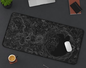 Moon Topographic Map Lunar Space Art Desk Mat