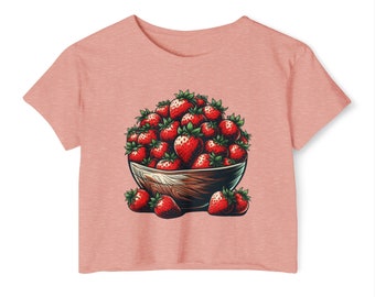 Coquette Strawberry Design: Y2K Aesthetic Women's Festival Crop Top