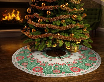 Hungarian Folk Art Christmas Tree Skirt