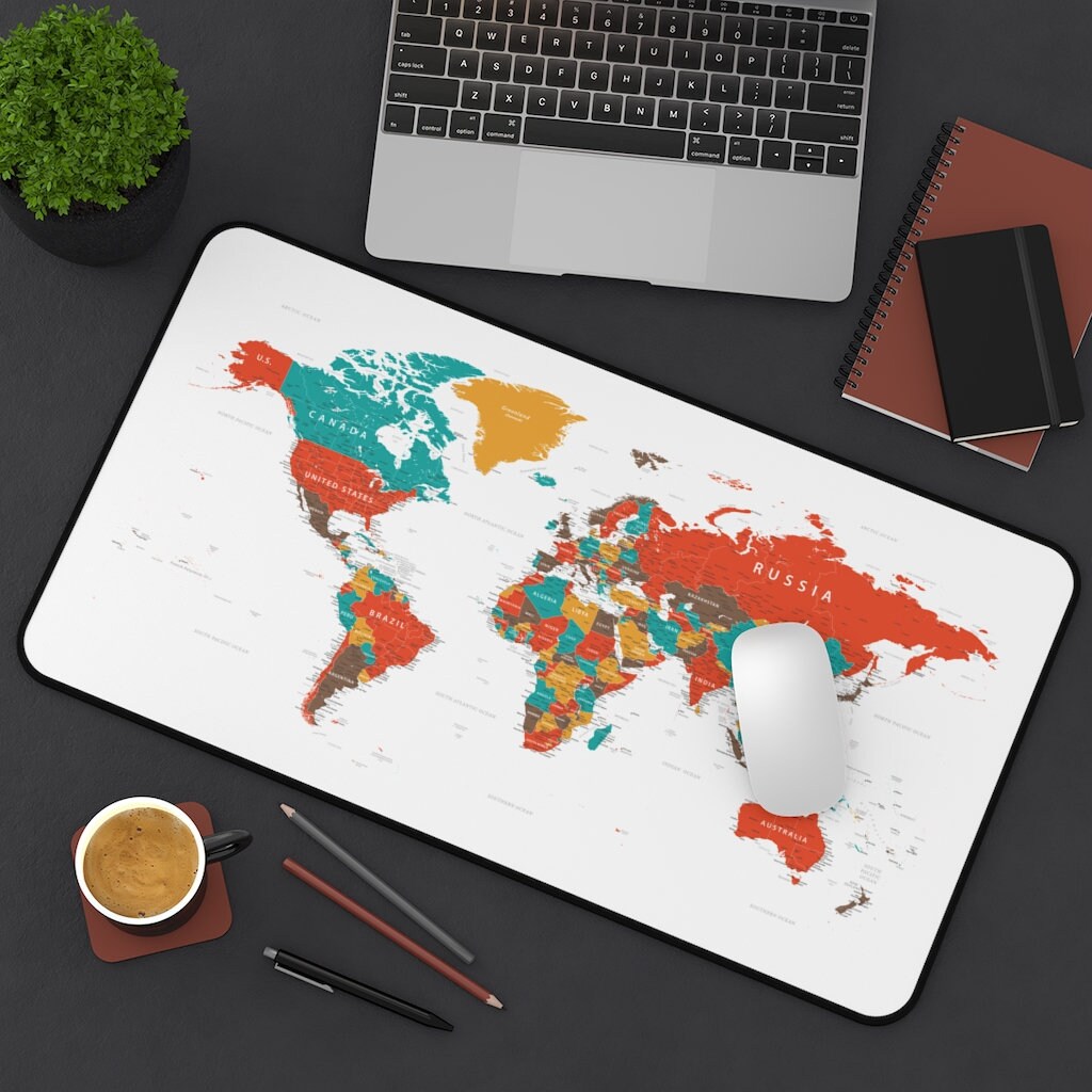 Cumilo Desk Mat With World Map - Etsy UK