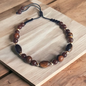 Women&#39;s bracelet tiger eye and purple aventurine Protection Pain Anti stress Beads 4 mm round and oval Lithotherapy