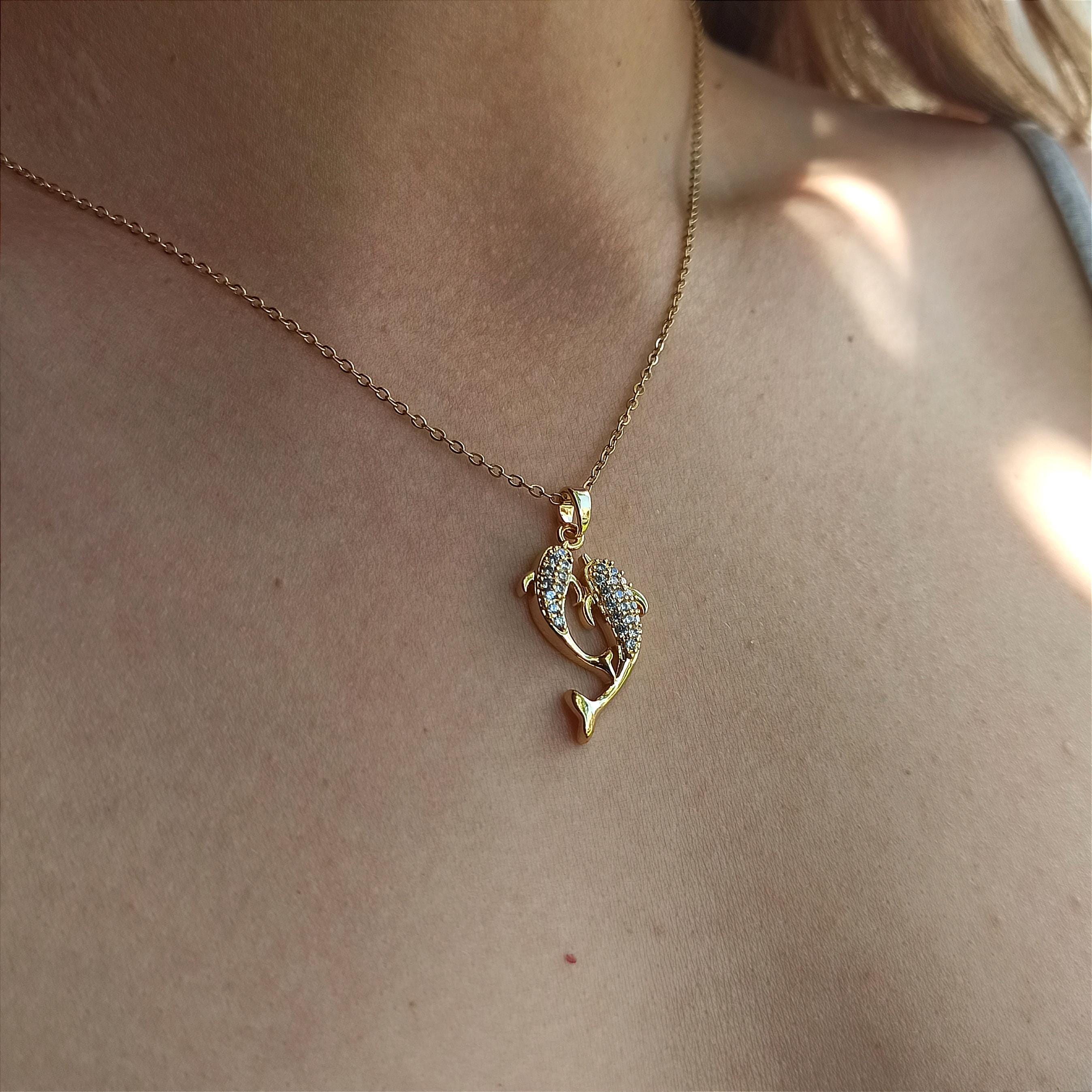 Collana Balena In Acciaio Inossidabile Con Ciondolo Minimalista - Placcata Oro 18K - Regalo Per Lei