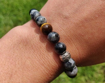 Natural stone lithotherapy bracelet Labradorite Obsidian Tiger&#39;s eye protection 8mm