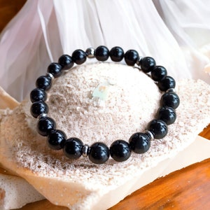 Magnificent Protective Bracelet in Heavenly Eye Obsidian Best Seller Powerful shield against negative energies in 8 mm and stainless steel