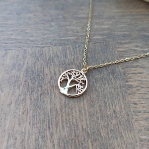 Women&#39;s Tree of Life Pendant Necklace and Fine Chain in Gold Plated Stainless Steel