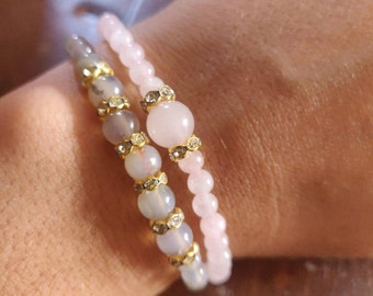 Women&#39;s bracelet lithotherapy natural rose quartz love and friendship insomnia depression ulcer serenity tension headaches pearl 4 mm