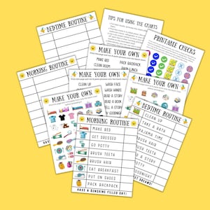 Kids Morning / Bedtime Routine Charts, Cute Printable Checklist ...