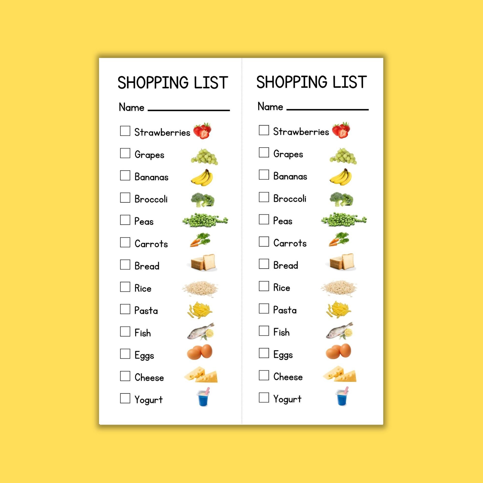 Kids shopping list cute printable grocery shopping checklist instant