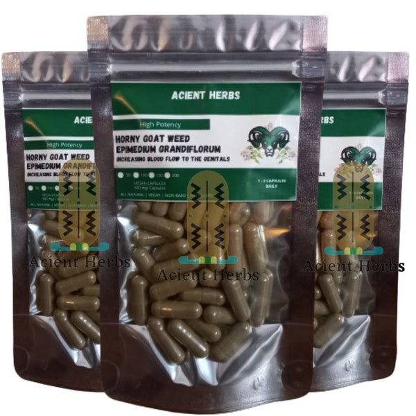Horny Goat Weed Extrakt Kapseln 600mg - 10x Extrakt Reine Horny Goat Weed Kapseln - Non GMO, keine Füllstoffe, natürlich - AcientHerb & Tea Supplay