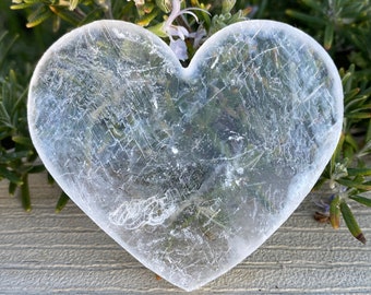 Selenite Heart Crystal | Selenite Charging Plate | Jewelry Cleansing Selenite Gemstone Plate