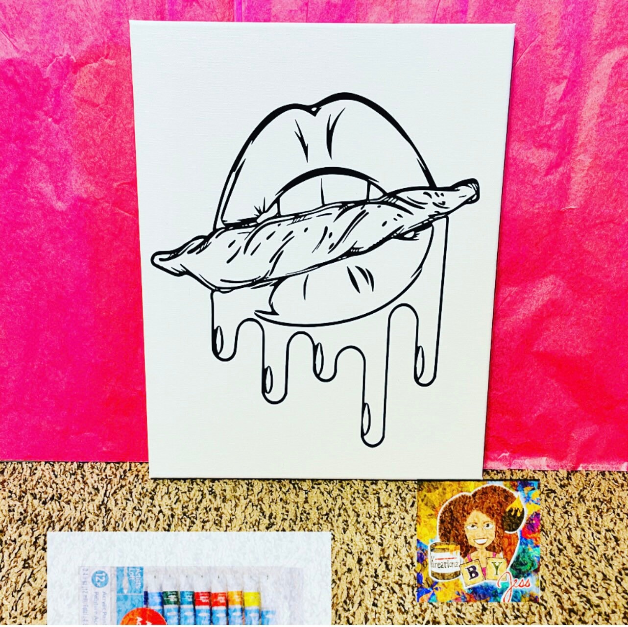 Lips N Bluntz Puff and Paint Canvas Sets Etsy UK