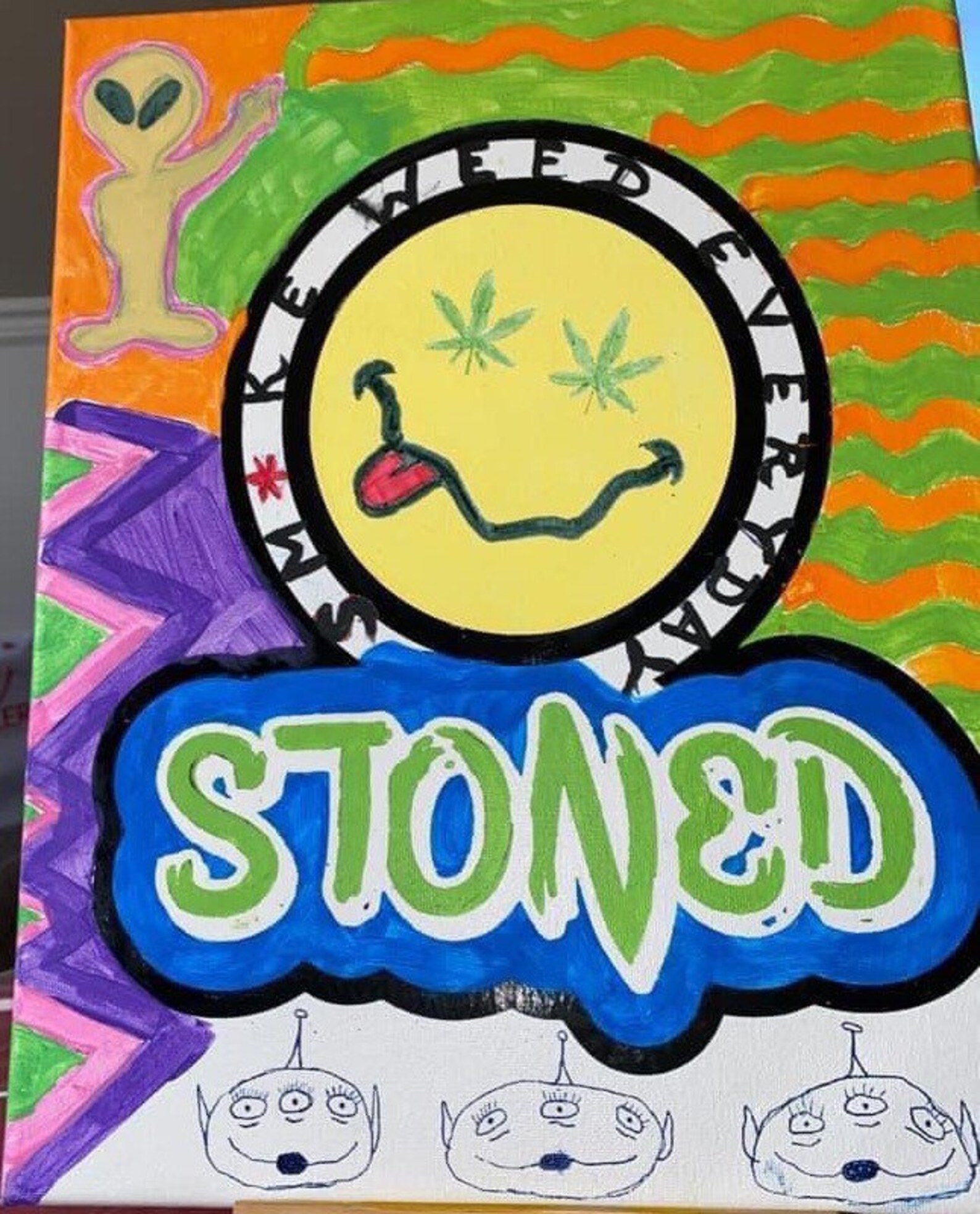 Stoned Smiley Face Puff N Paint Canvas Sets Etsy