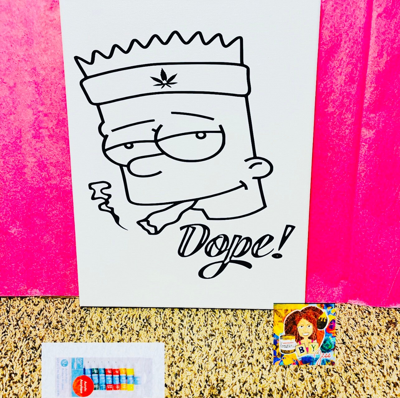 Bart Simpson Dope Puff n Paint Canvas Kits Etsy España