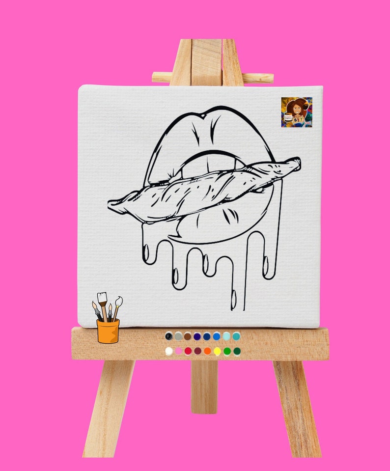 Lips N Bluntz Puff and Paint Canvas Sets Etsy