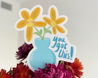 Motivational Flowers Stickers, Cute Sticker