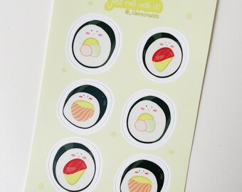 Just Roll With It! Sushi Sticker Sheets, Cute Stickers, Trendy Stickers, Journaling