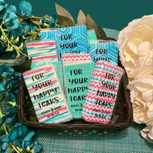 Personalized tissue packs, tissue packet, for your happy tears, groom tissues, pocket tissues, no ugly crying, tissues for wedding