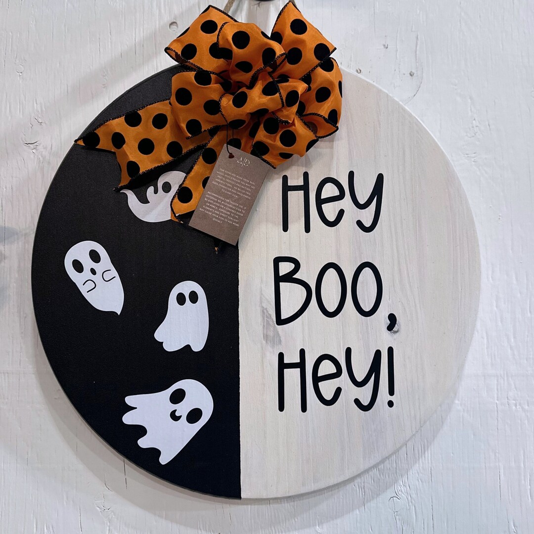 Halloween Front Door Sign Door Decor Wood Round Halloween Etsy