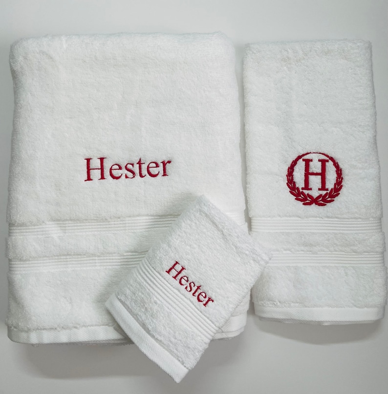 Personalized Bath Towel Set, Monogram Towel Set, Custom Embroidered Towels, Wedding Gift, Housewarming Gift, Couples Gift, Luxury Towel Set bild 3