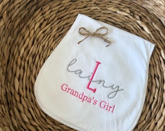 Embroidered Baby Bib, Personalized Grandparent Baby Shower Gift